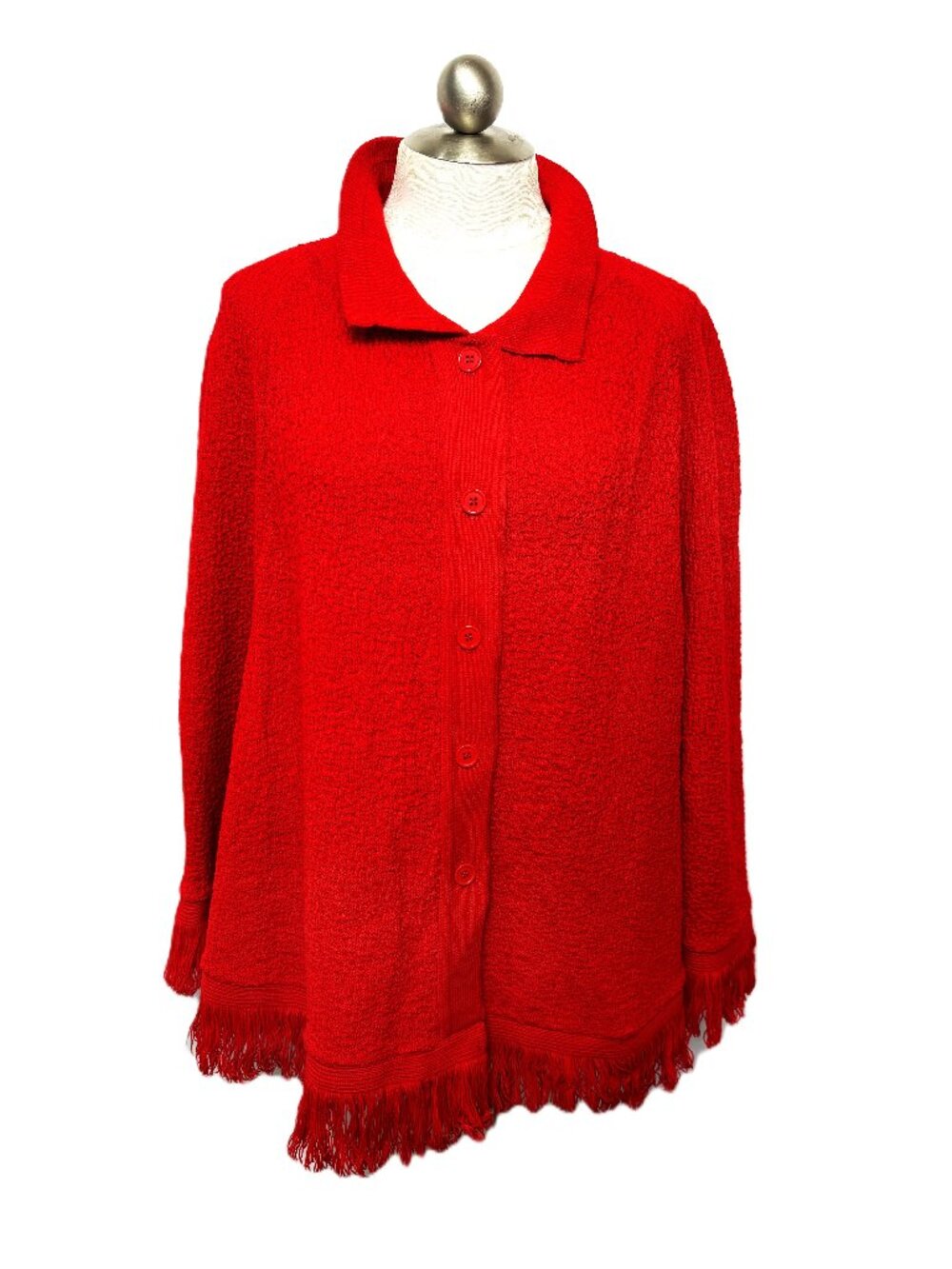 VTG 70’s Anthony Richards Red Knit Poncho Cape Sz X/X